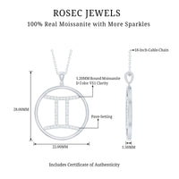 Certified Moissanite Gemini Zodiac Sign Pendant Necklace