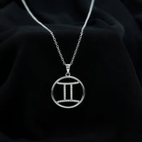 Certified Moissanite Gemini Zodiac Sign Pendant Necklace