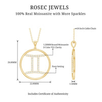 Certified Moissanite Gemini Zodiac Sign Pendant Necklace