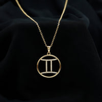 Certified Moissanite Gemini Zodiac Sign Pendant Necklace