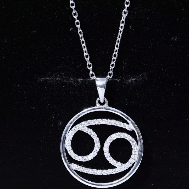 Yellow cancer zodiac sign pendant featuring certified moissanite gemstone from Rosec Jewels, designed as an elegant zodiac necklace.