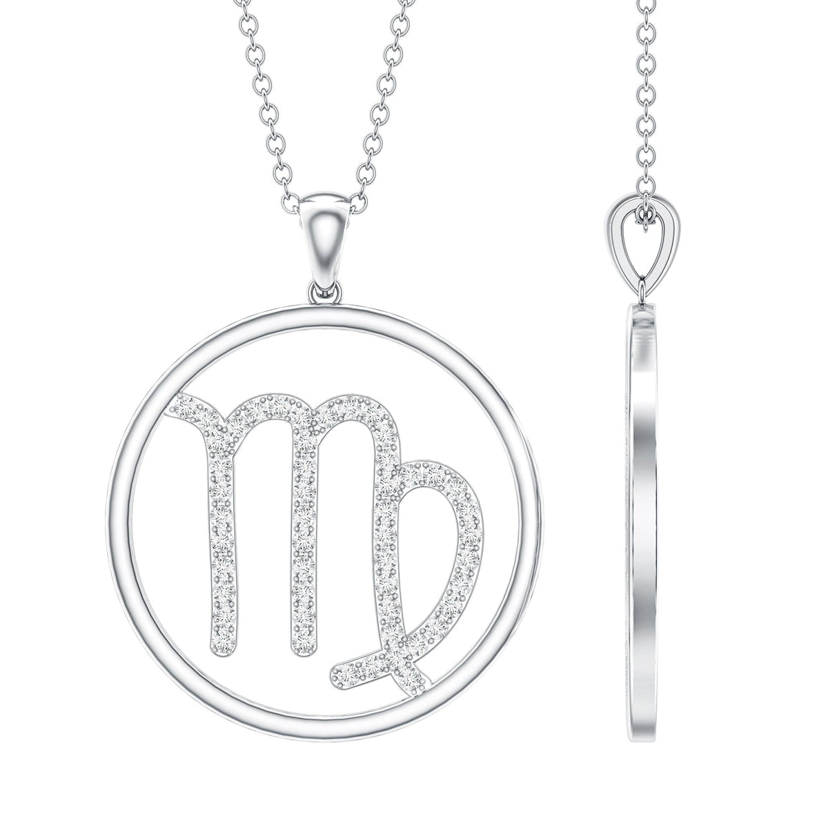 Certified Moissanite Virgo Zodiac Sign Pendant Necklace