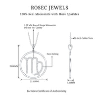 Certified Moissanite Virgo Zodiac Sign Pendant Necklace