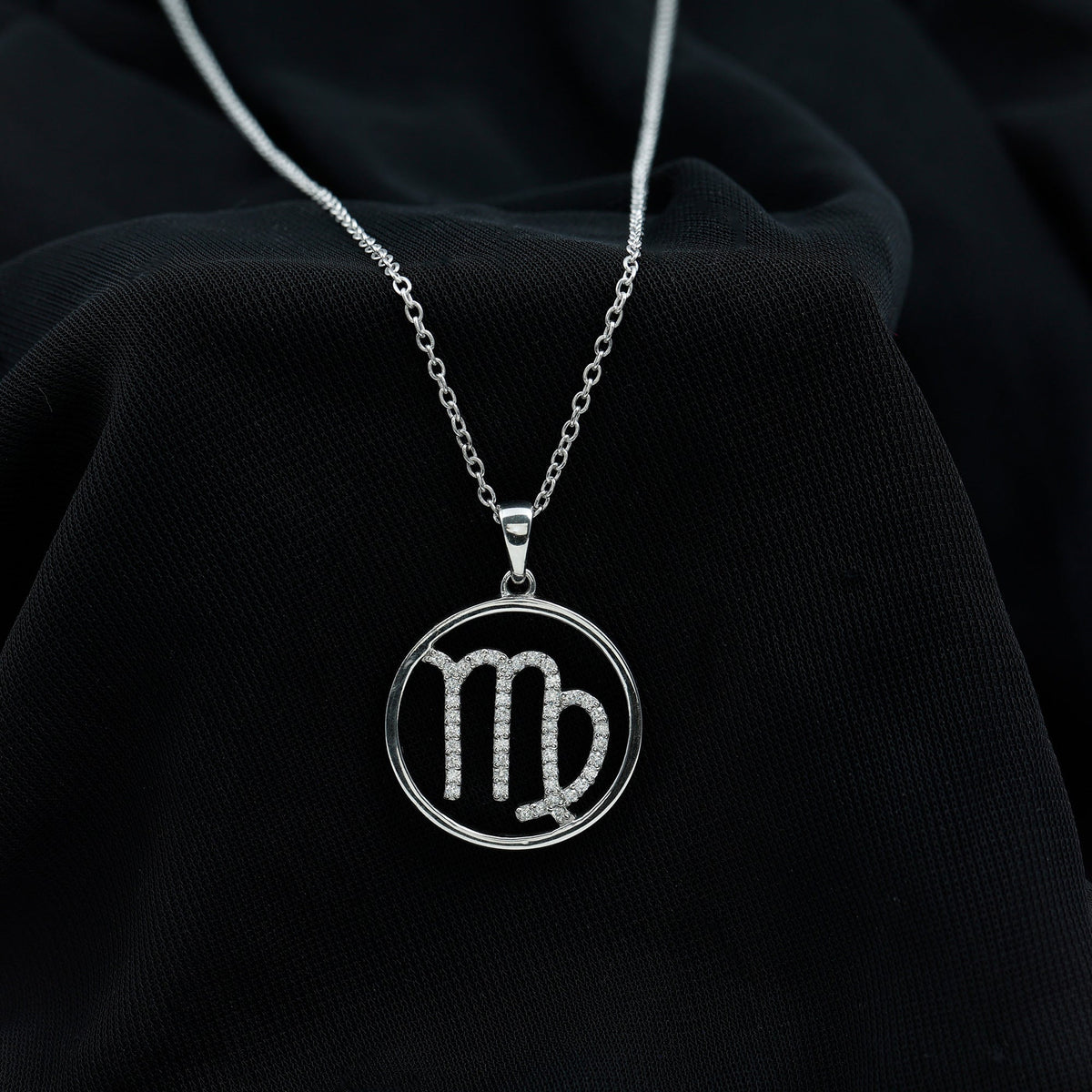 Certified Moissanite Virgo Zodiac Sign Pendant Necklace