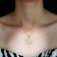 Certified Moissanite Virgo Zodiac Sign Pendant Necklace