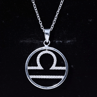 Certified Moissanite Libra Zodiac Sign Pendant Necklace