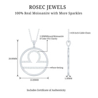 Certified Moissanite Libra Zodiac Sign Pendant Necklace