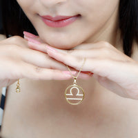 Certified Moissanite Libra Zodiac Sign Pendant Necklace