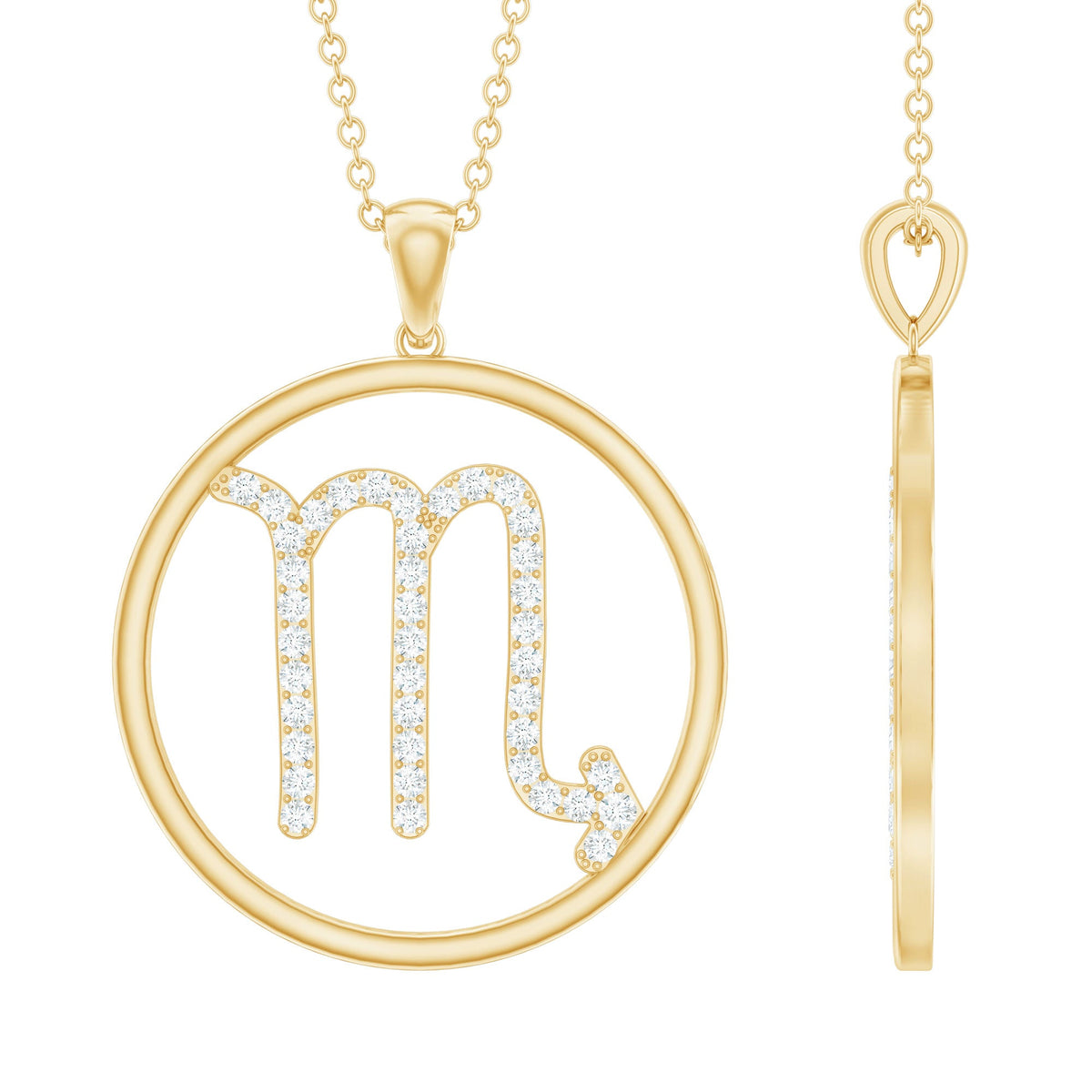 Certified Moissanite Scorpio Zodiac Pendant Necklace