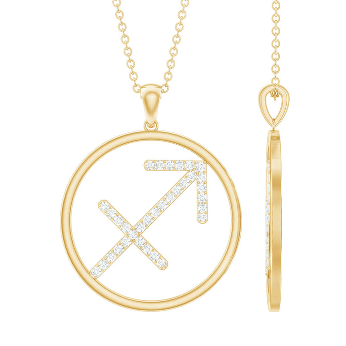 Certified Moissanite Sagittarius zodiac pendant necklace with detailed Sagittarius symbol and sparkling moissanite stones.