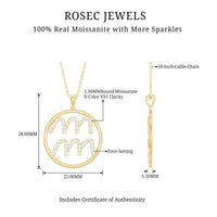 Certified Moissanite Zodiac Aquarius Pendant Necklace