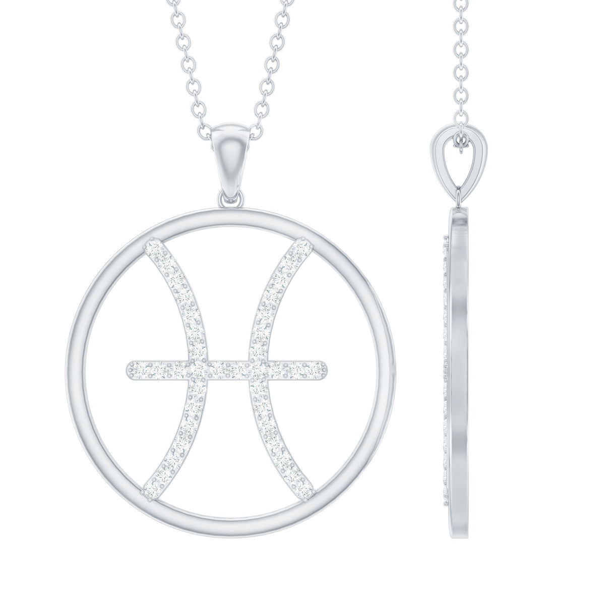 Certified Moissanite Pisces Zodiac Sign Pendant Necklace