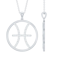 Certified Moissanite Pisces Zodiac Sign Pendant Necklace