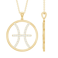Certified Moissanite Pisces Zodiac Sign Pendant Necklace