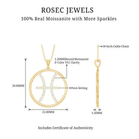 Certified Moissanite Pisces Zodiac Sign Pendant Necklace
