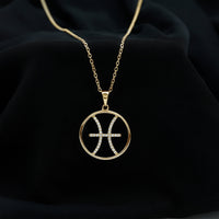 Certified Moissanite Pisces Zodiac Sign Pendant Necklace