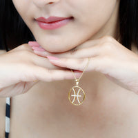 Certified Moissanite Pisces Zodiac Sign Pendant Necklace