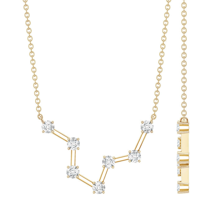 Moissanite Aquarius zodiac sign pendant necklace by Rosec Jewels featuring a constellation design in silver.