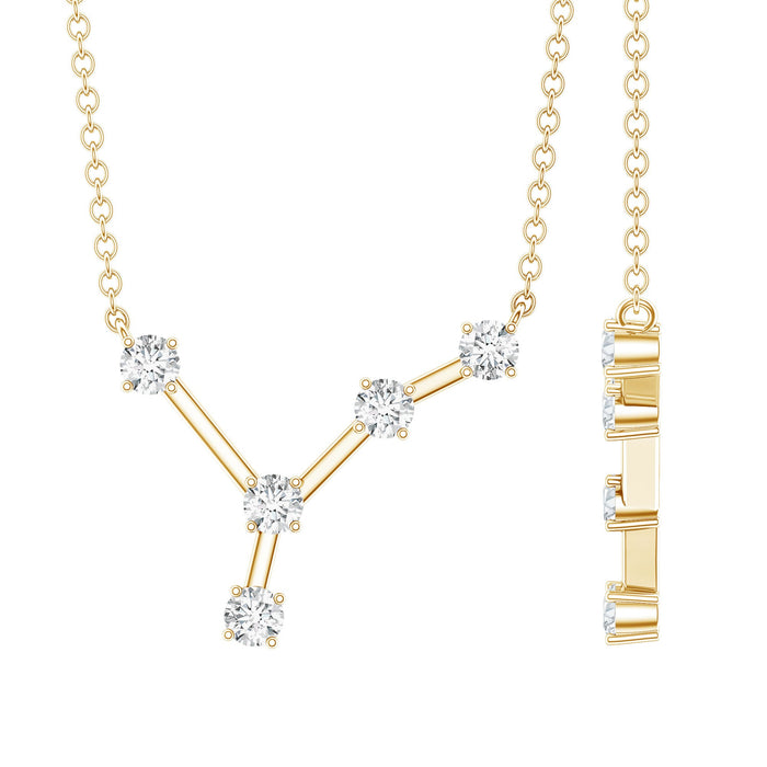 Rosec Jewels Moissanite Cancer zodiac constellation pendant necklace with star-shaped design and sparkling gemstones.