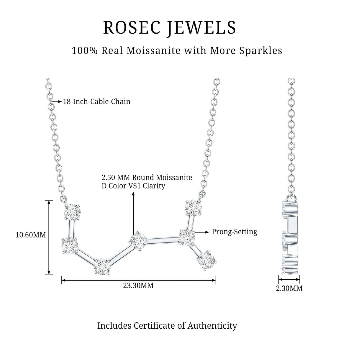 Certified Moissanite Constellation Scorpio Zodiac Necklace