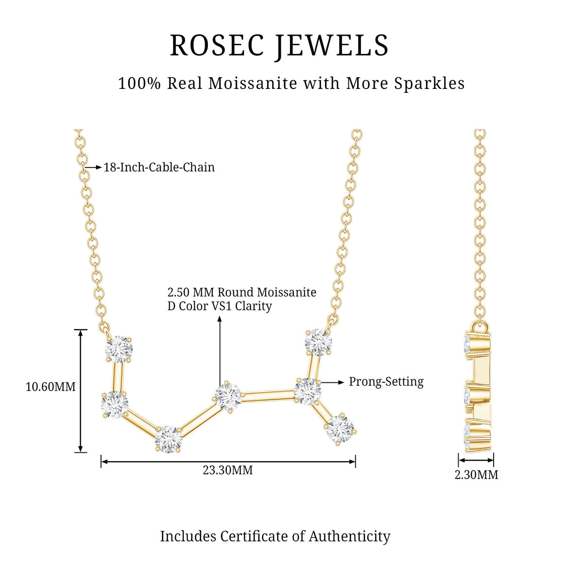 Certified Moissanite Constellation Scorpio Zodiac Necklace