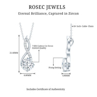 2 Carat Cushion Cut Cubic Zirconia Infinity Necklace for Women