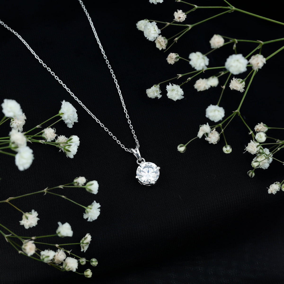 2 Carat Round Cubic Zirconia Solitaire Pendant Necklace