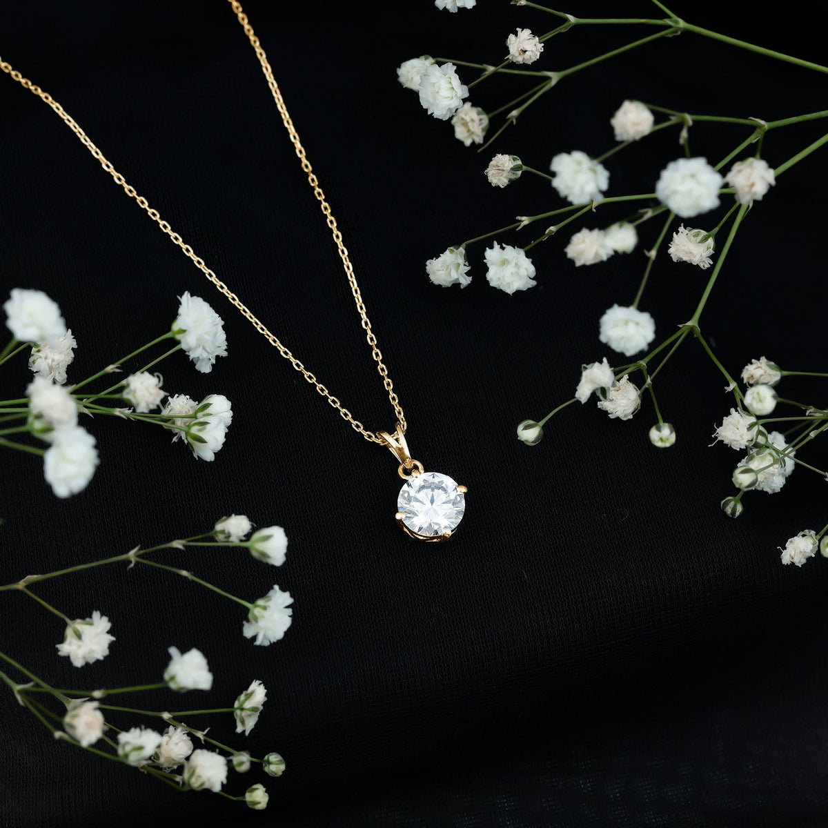 2 Carat Round Cubic Zirconia Solitaire Pendant Necklace