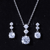 Cubic Zirconia Dangle Necklace and Earrings Set For Bride