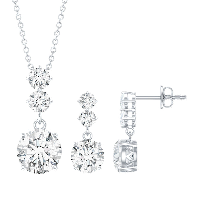 Rosec Jewels cubic zirconia bridal necklace and earrings set in silver, featuring sparkling jewelry for wedding or special occasions.