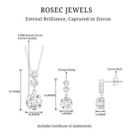 Cubic Zirconia Dangle Necklace and Earrings Set For Bride