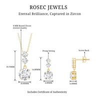 Cubic Zirconia Dangle Necklace and Earrings Set For Bride