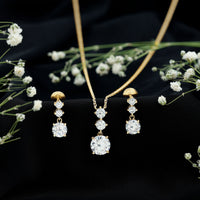 Cubic Zirconia Dangle Necklace and Earrings Set For Bride