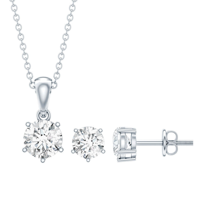 Rosec Jewels cubic zirconia pendant and earrings set with 3.9 carat round solitaire design, featuring sparkling cubic zirconia stones.