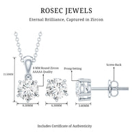 2 CT Zircon Solitaire Pendant and Earrings Set