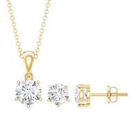 2 CT Zircon Solitaire Pendant and Earrings Set