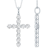 Certified Cubic Zirconia Christian Cross Necklace With Silver Chain
