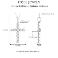 Certified Cubic Zirconia Christian Cross Necklace With Silver Chain