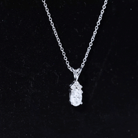 Oval and Round Cut Moissanite Pendant Necklace for Women