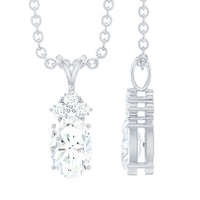 Oval and Round Cut Moissanite Pendant Necklace for Women