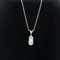 Oval and Round Cut Moissanite Pendant Necklace for Women