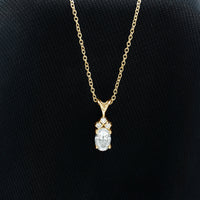 Oval and Round Cut Moissanite Pendant Necklace for Women