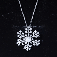 Certified Moissanite Snowflake Pendant Necklace With Chain