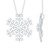 Certified Moissanite Snowflake Pendant Necklace With Chain