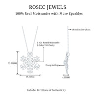 Certified Moissanite Snowflake Pendant Necklace With Chain