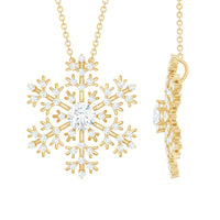 Certified Moissanite Snowflake Pendant Necklace With Chain