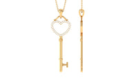 Certified Moissanite Open Heart Key Pendant for Her