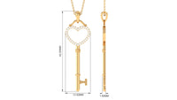 Certified Moissanite Open Heart Key Pendant for Her