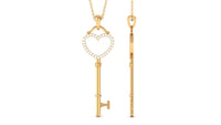 Certified Moissanite Open Heart Key Pendant for Her