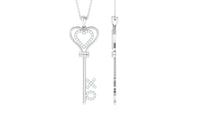 Certified Moissanite Double Heart Key Pendant with XO